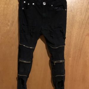 Ripped zipper pants size 28W 32L I think
